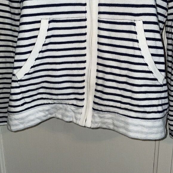 Talbots nautical look navy blue & white striped jacket with hood - Picture 3 of 10